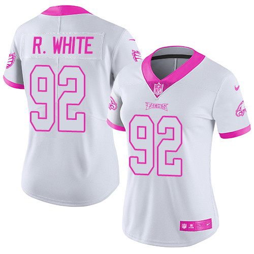 Women's Limited Reggie White Nike Jersey White/Pink - #92 Rush Fashion NFL Philadelphia Eagles